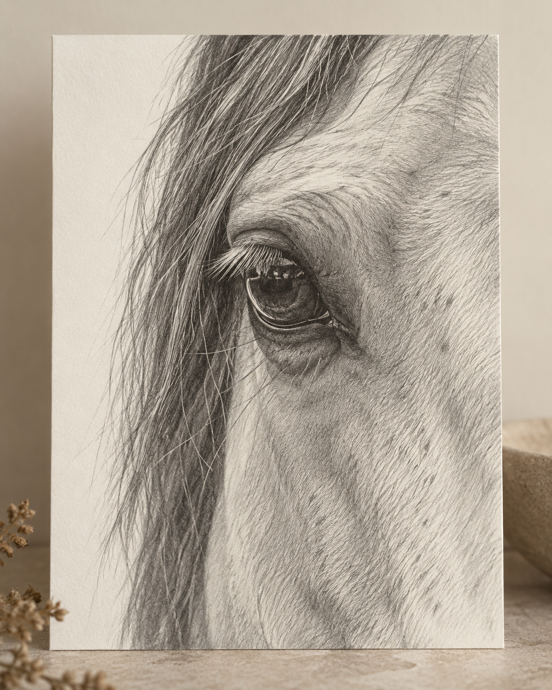 Detailed graphite horse portrait